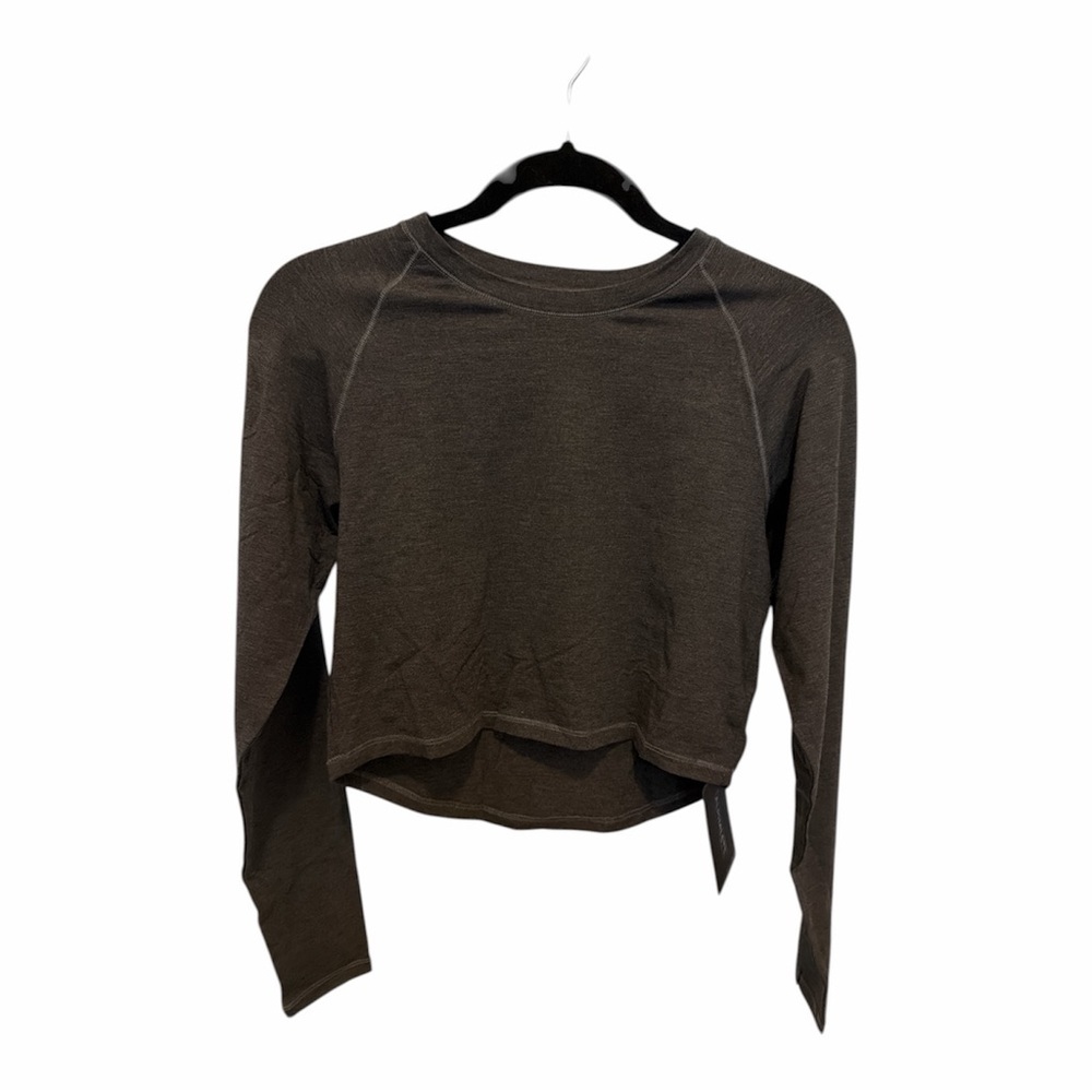 Alphalete Cropped Long Sleeve Althetic Charcoal size Large NWT - Picture 1 of 4